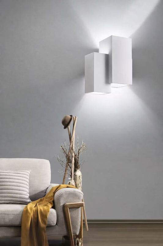 TEKHONE Applique da Parete in Gesso Bianco – Lampada da Muro Moderna Verniciabile, Attacco G9, Illuminazione Up & Down per Interni – GS-E39