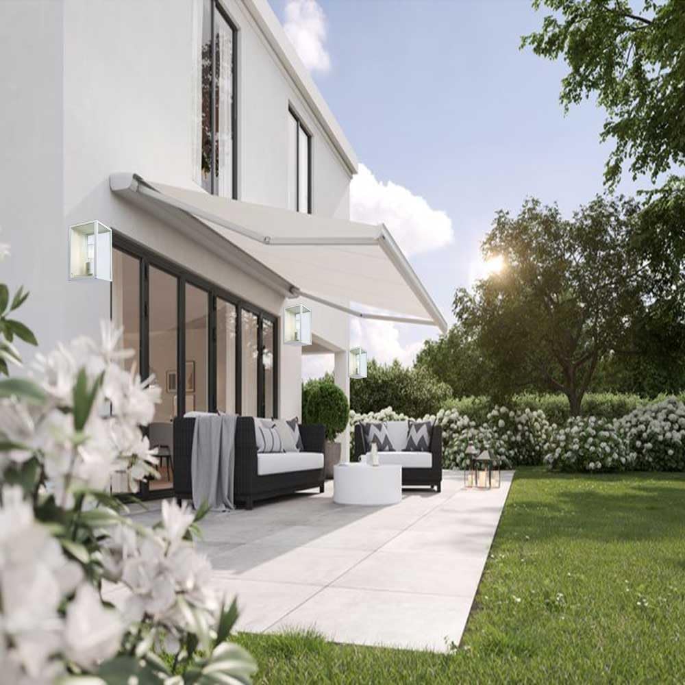 Applique da Esterno E27 IP44, Lampada da Parete Moderna in Alluminio e Vetro, Attacco E27 (Lampadina non inclusa), Colore Nero o Bianco, per Facciata, Balcone e Giardino H220