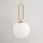 Lampadario a sospensione lampada moderna da soffitto con corpo in metallo color bronzo e sfera in vetro attacco per lampadina G9 (Oro, 1 Sfera struttura ovale) A96