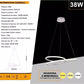 Lampadario led a sospensione anelli incrociati 38 w luce 3000K-6500K B62-B3C