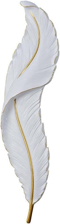 Applique da parete LED 12W piuma decorativa, luce regolabile 3000K-4000K-6500K, design moderno in resina bianca, per soggiorno camera da letto corridoio, IP20 AQ24-B3C