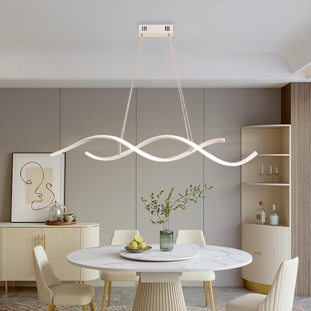 TEKHOME Lampadario led a sospensione 28 watt lampada moderna a onda twist bianco luce fredda 6500k calda 3000k naturale 4000k B56-A3C