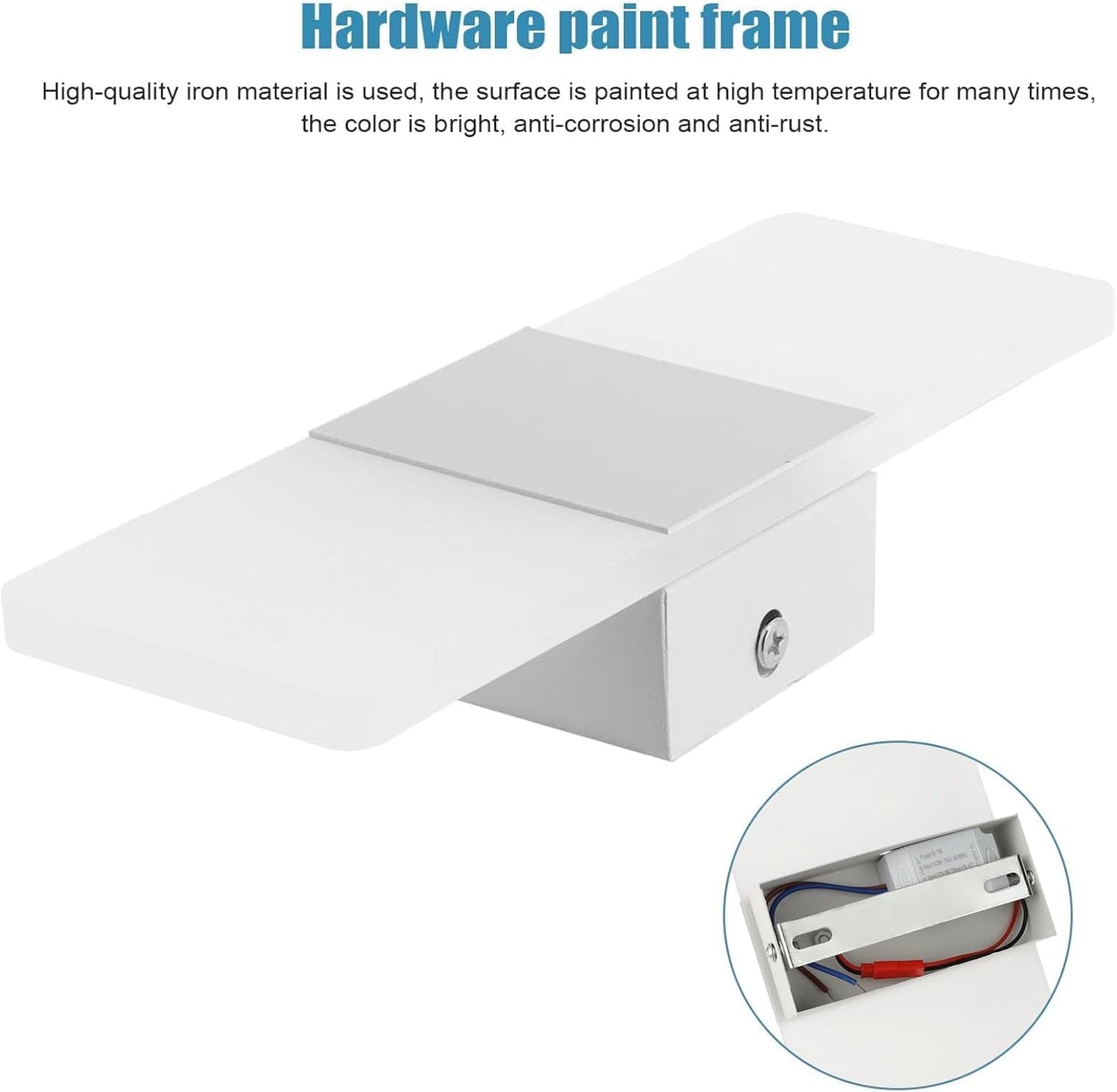 TEKHOME Applique da Muro LED 10W Bianco/Con Finitura in Rame, Rettangolare Moderno, 3000K-6500K, Lampada da Parete Interni, Soggiorno Camera da Letto Corridoio E37