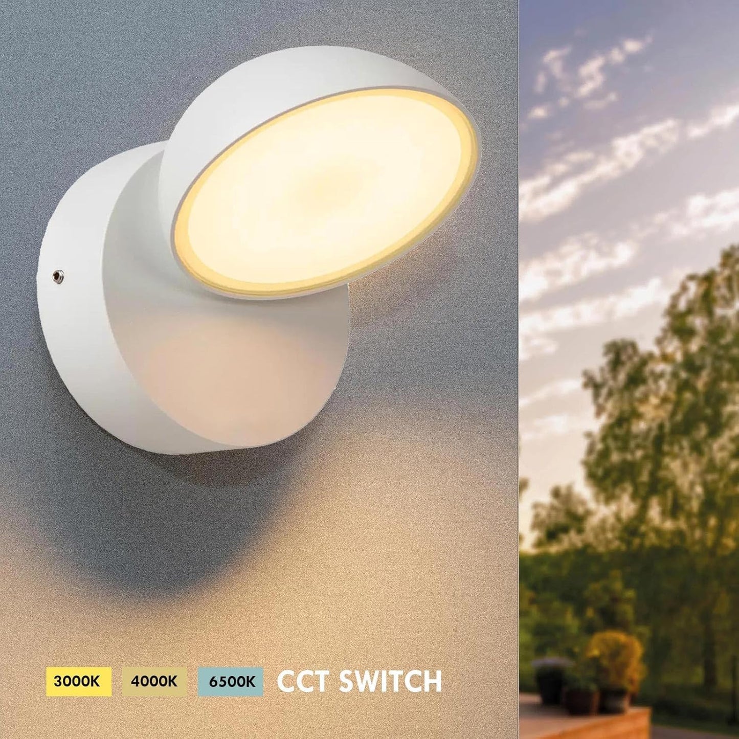 Applique LED da Esterno 12W IP54, Lampada da Parete Moderna Rotonda in Alluminio e Vetro, 720LM, Impermeabile per Facciata, Balcone e Giardino 570