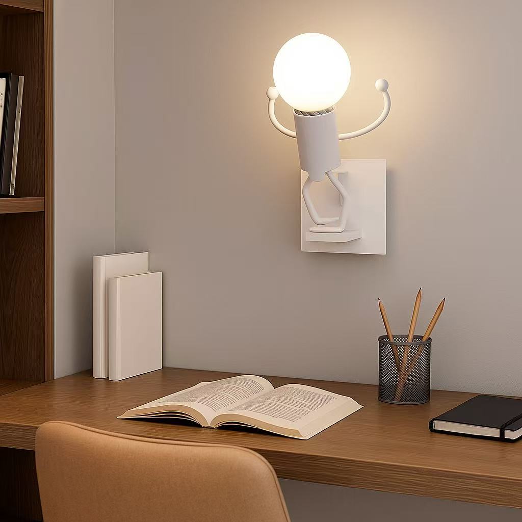 TEKHOME Applique da Muro E27 Design Moderno Metallo, Lampada da Parete con Portalampada E27, Bianco/Nero, per Soggiorno Camera da Letto AQ50