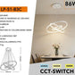 Lampadario LED Moderno a Sospensione 86W 6880LM, 3 Colori Luce 3000K 4000K 6500K, CCT Switch, Design Anelli, Lampadario per Soggiorno Sala da Pranzo Camera, LP-51-B3C