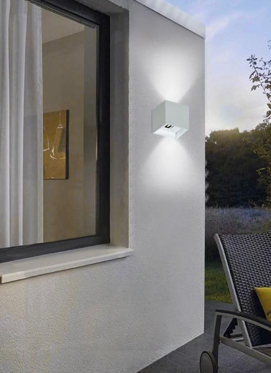 Applique da Esterno LED 22W IP65 – Lampada da Parete Moderna Up&Down Regolabile, Alluminio, 2000 Lumen, Bianco/Nero/Grigio, Luce 3000K/4000K/6500K ES66