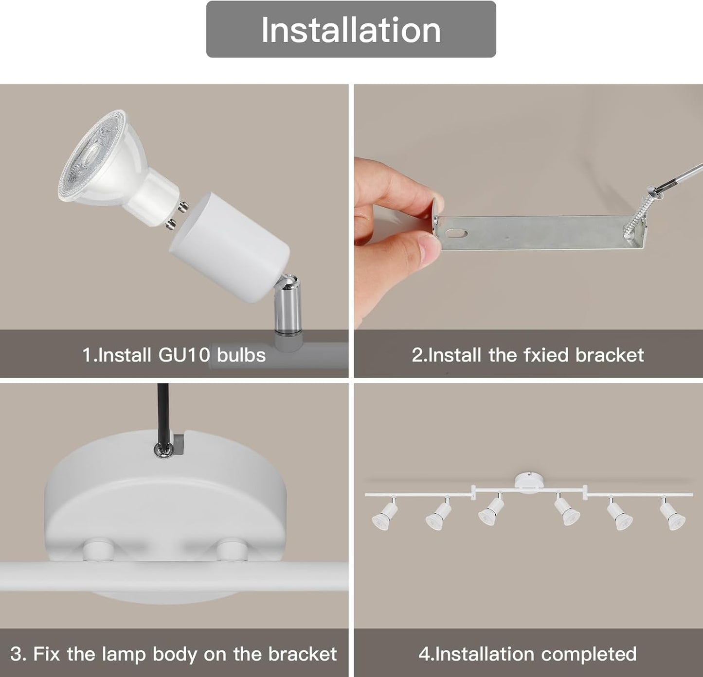Plafoniera a Soffitto con Faretti Orientabili GU10 in Metallo, Lampada da Interno Moderna per Soggiorno Cucina Corridoio, Attacco GU10 – PN-17B