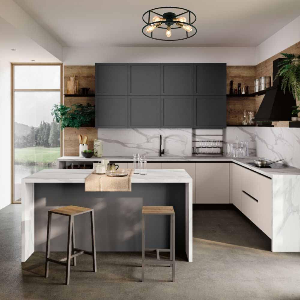 TEKHOME Ceiling Light Industrial Style Metal Lamp Black with 5 Gold Lamp Holder E27 Bedroom Living Room C71-5