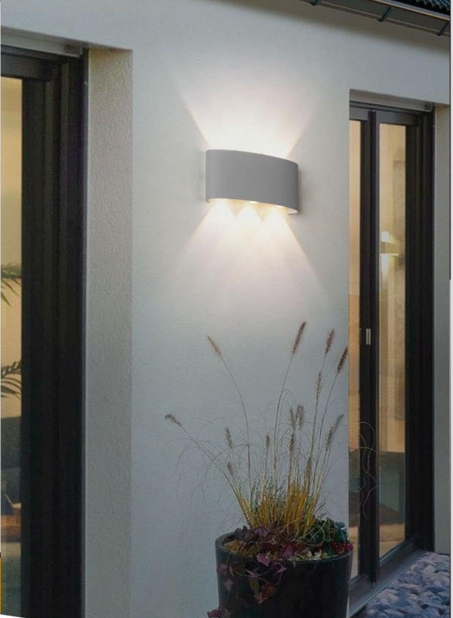 Applique da Esterno LED 16W IP65 – Lampada da Parete Moderna con 3 Colori Selezionabili (3000K/4000K/6500K), Alluminio + Acrilico, Nero/Grigio/Bianco, 1300 Lumen ES68