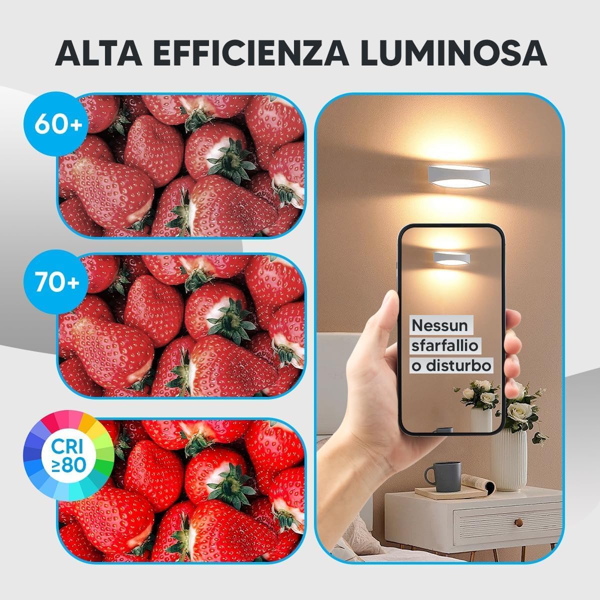 TEKHOME Applique da Muro LED 12W Bianca Sabbia, Lampada da Parete Rettangolare Moderna, 3000K-6500K Regolabile, Design Decorativo per Soggiorno Camera da Letto Corridoio E59-B3C