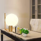 Lampada da Tavolo Moderna G9, Lampada Design con Sfera Opalina e Struttura Oro Bronzo, Luce da Comodino Elegante per Camera da Letto Salotto Studio, Lampadina Non Inclusa D34