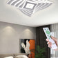 TEKHOME Plafoniera a led da interno moderna a soffitto forma quadrata 3D lampada adatta per camera da letto salone soggiorno solotto cucina locali commerciali 75W (Quadrata 3d - 3 Colori) C68-3C