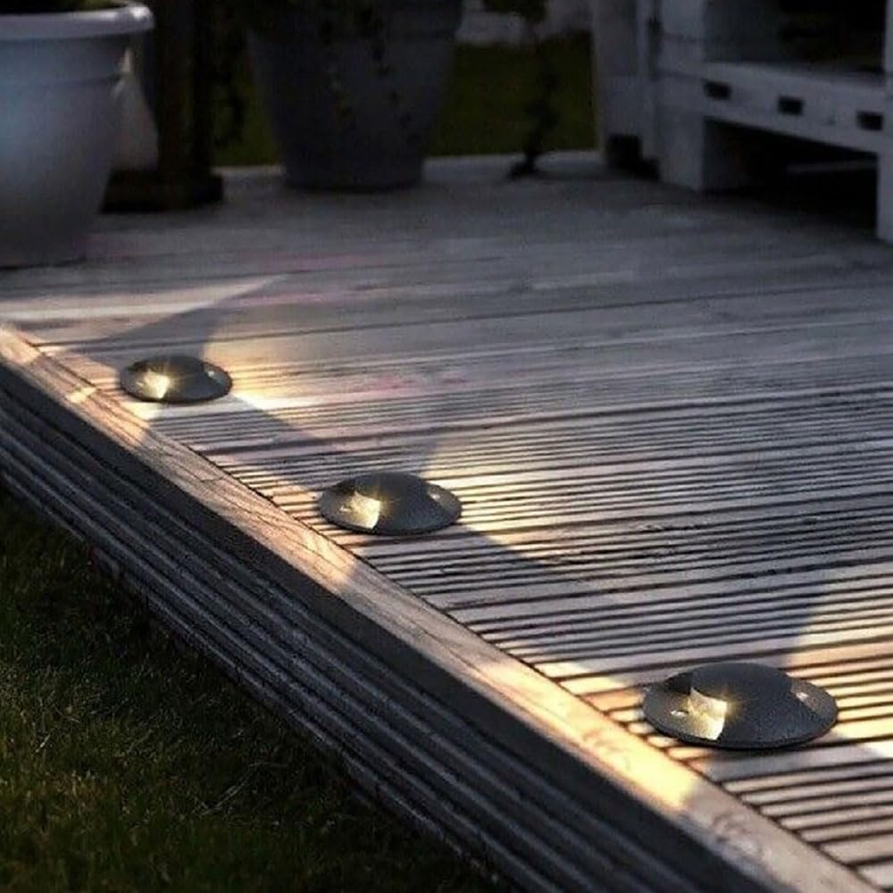 Lampada da Incasso a Terra IP67 1W per Esterno, Segnapasso LED da Giardino, Calpestabile, Corpo Nero, Uso per Vialetti Scale Terrazze – 1W LED-322