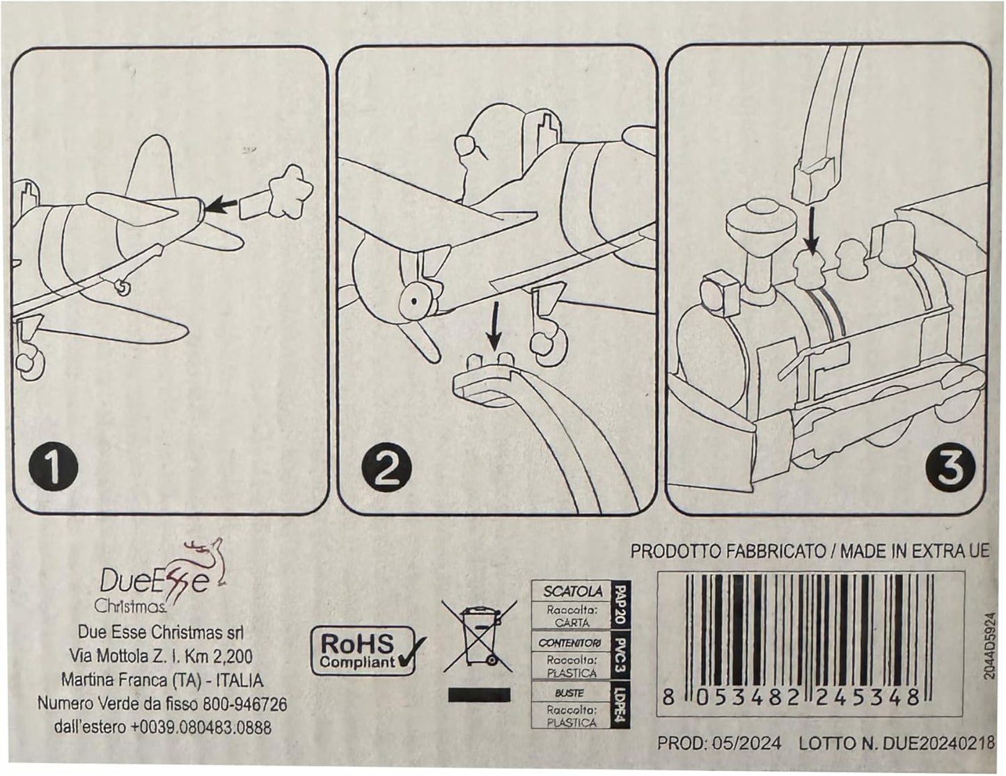 Treno Natalizio con Aeroplano 38 Pezzi con Musica, Luci e Movimento – Set Decorativo di Natale con Pista Sospesa, Effetti Sonori e Luminosi, Idea Regalo per Bambini e Decorazione Natalizia