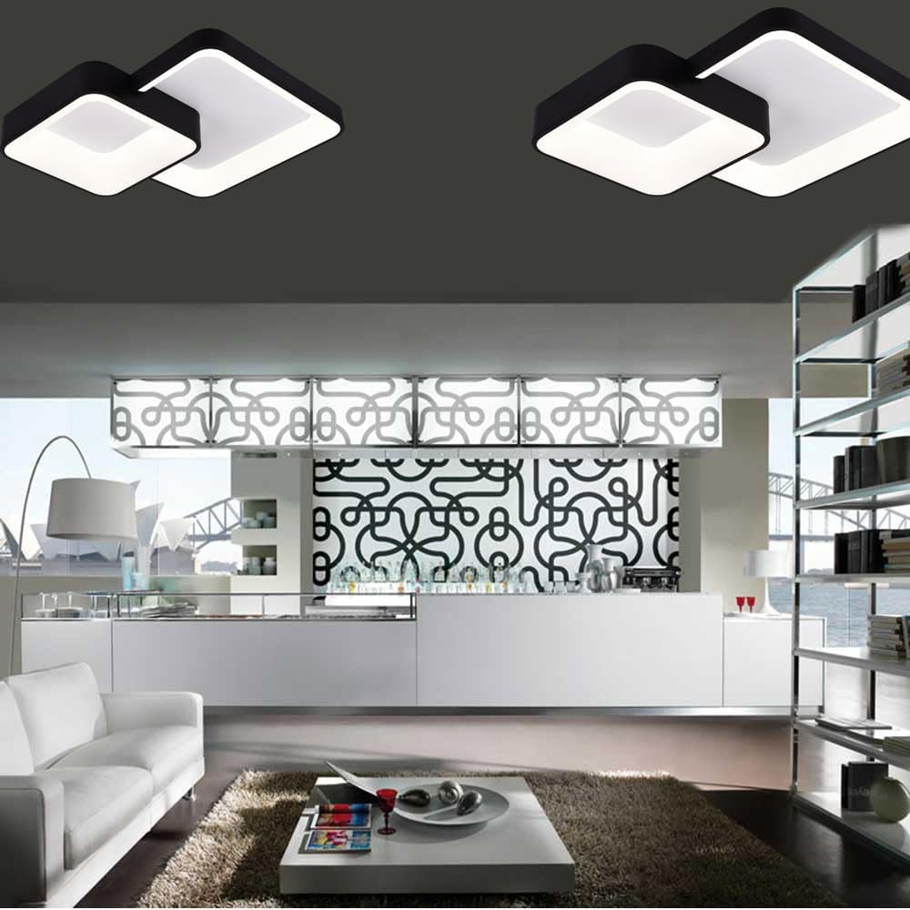 TEKHOME Plafoniera da soffitto a led 58 watt due quadrati lampadario cct tre colorazioni da 3000k a 6500k ideale per soggiorno, camera da letto, cucina e studio C59 (