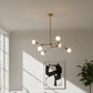 Lampadario Moderno a 6 Luci E27, Design Bracci Regolabili, Metallo Oro, Ideale per Soggiorno Cucina Camera da Letto – A45-6