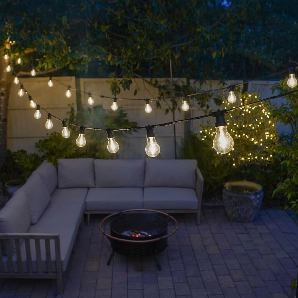 Catena Luminosa E27 Esterno IP54 con Portalampada, Collegabile, per Giardino Terrazzo Festa – Varianti 10 e 15 Luci Nero/Bianco P01-S01