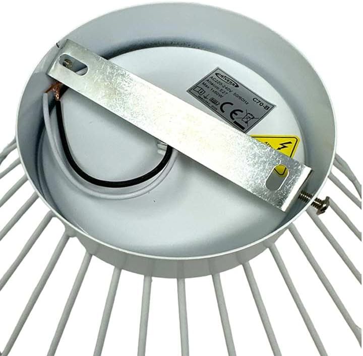 TEKHOME Plafoniera E27 a soffitto a forma di cesta, Max 60W, Corpo bianco in metallo, Interno, Modello C70