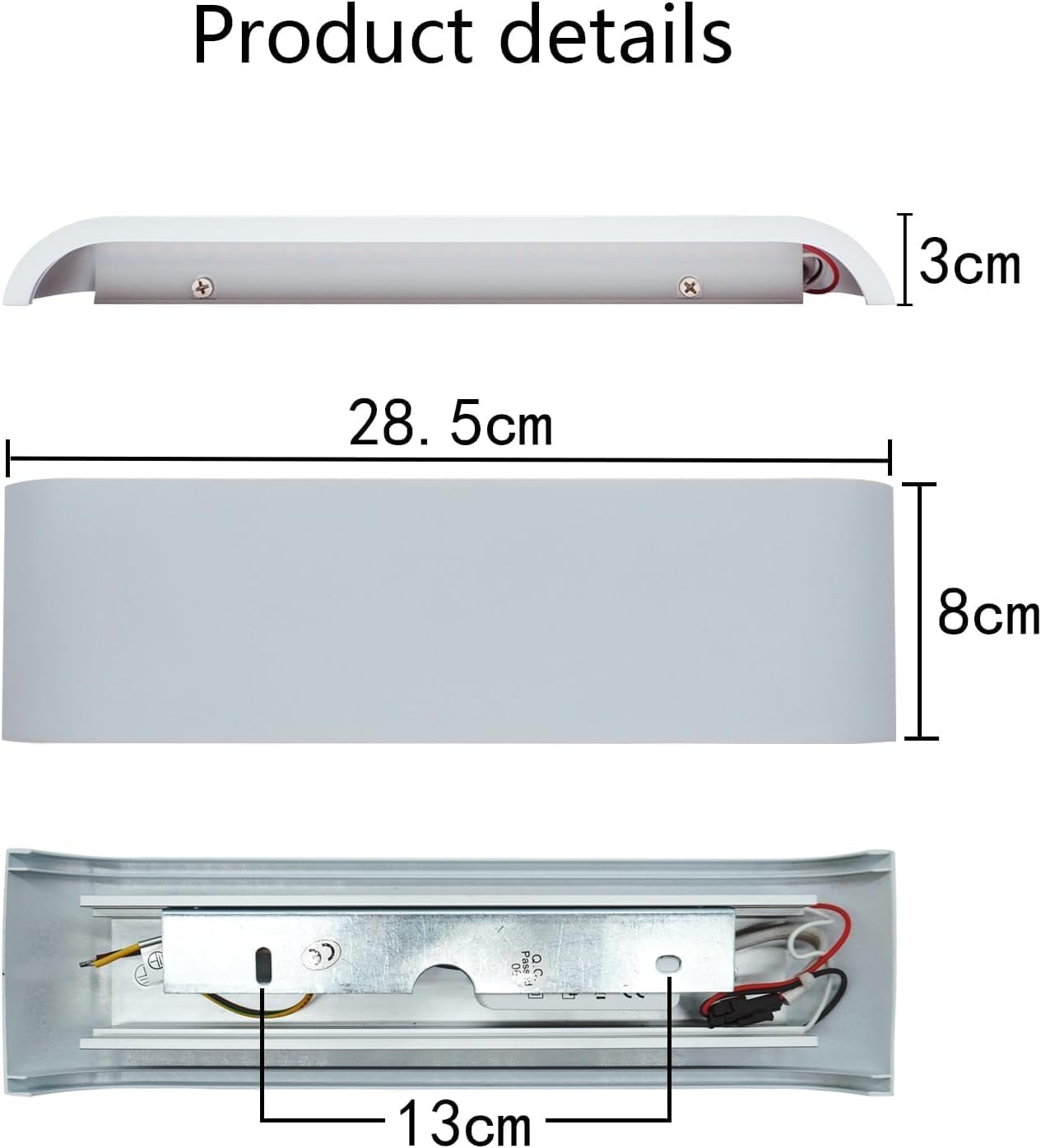 Applique da Muro LED 15W Bianca Rettangolare, Lampada da Parete Moderna in Alluminio Verniciato, 3000K-6500K Regolabile, per Camera da Letto, Soggiorno, Corridoio E57-B3C