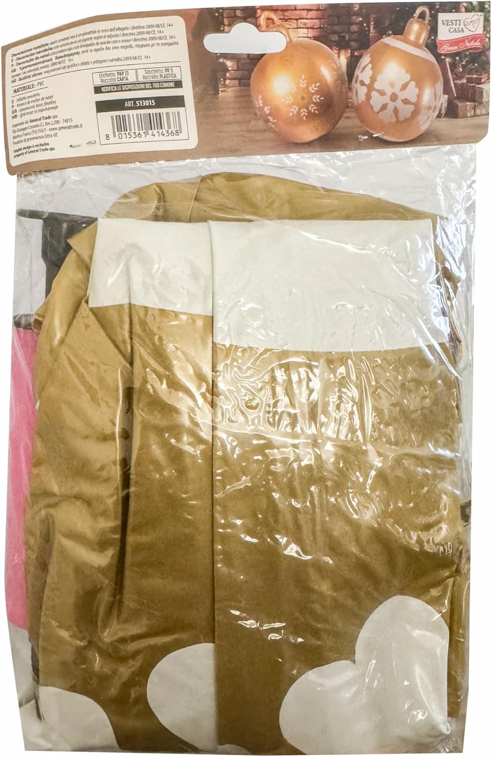 Palla Natalizia Gonfiabile 60 cm Oro – Decorazione Natalizia da Interno ed Esterno, Pallone Decorativo di Natale per Casa, Vetrina o Giardino 513015