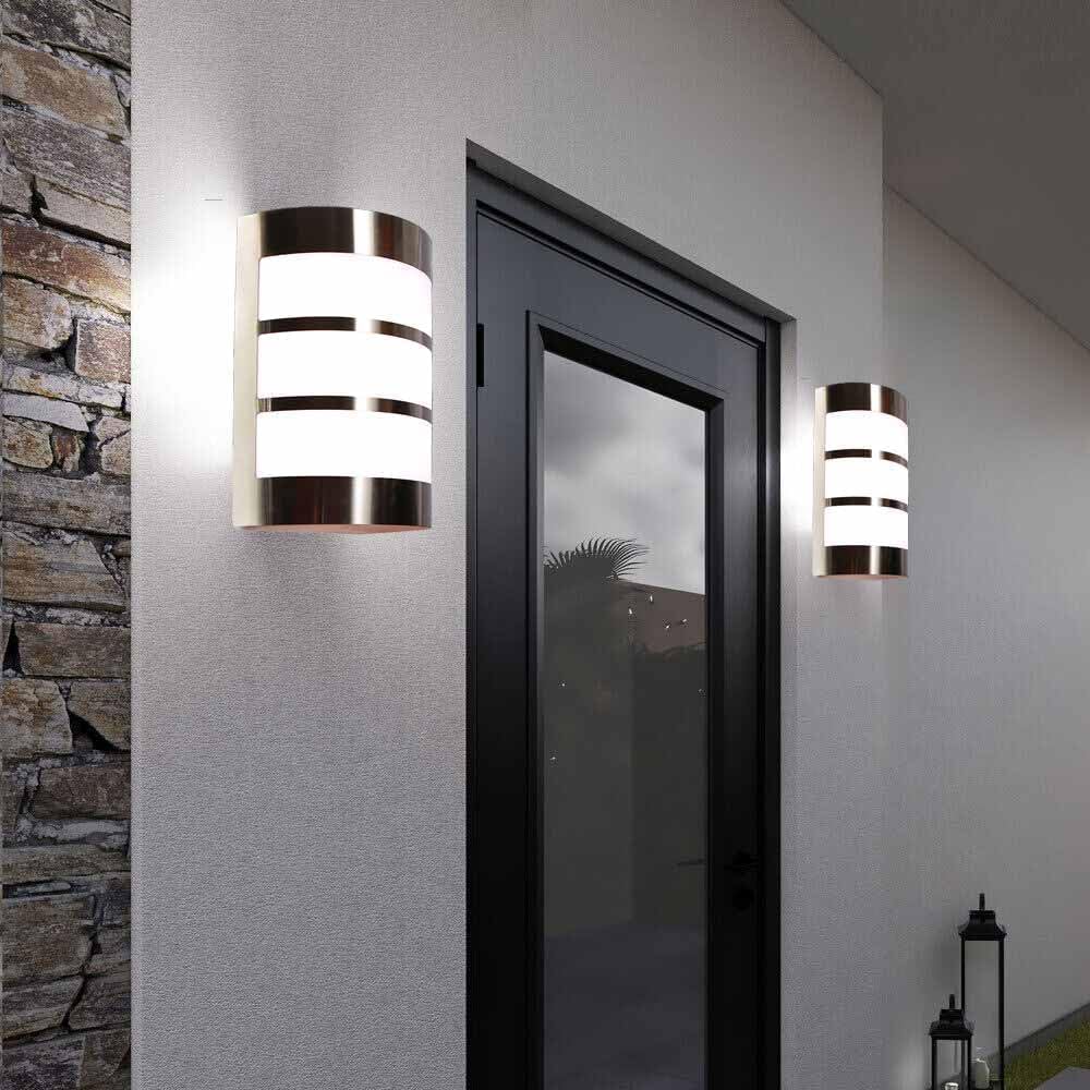 Applique da Esterno E27 IP44, Lampada da Parete Moderna in Acciaio Inossidabile e PC, Design Curvo, Attacco E27 (Lampadina non inclusa), per Facciata, Balcone e Giardino S250-A
