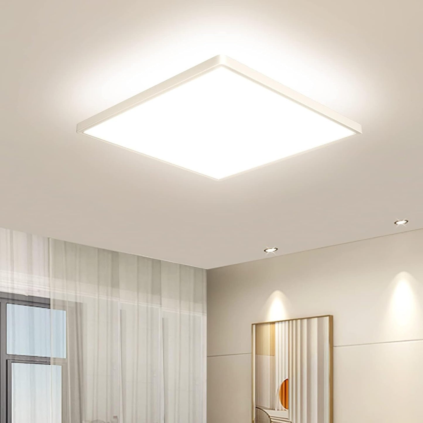 Plafoniera LED Quadrata 45W con Cambio Colore CCT 6500K-4000K-2700K, Moderna per Soggiorno Cucina Camera PQ-450