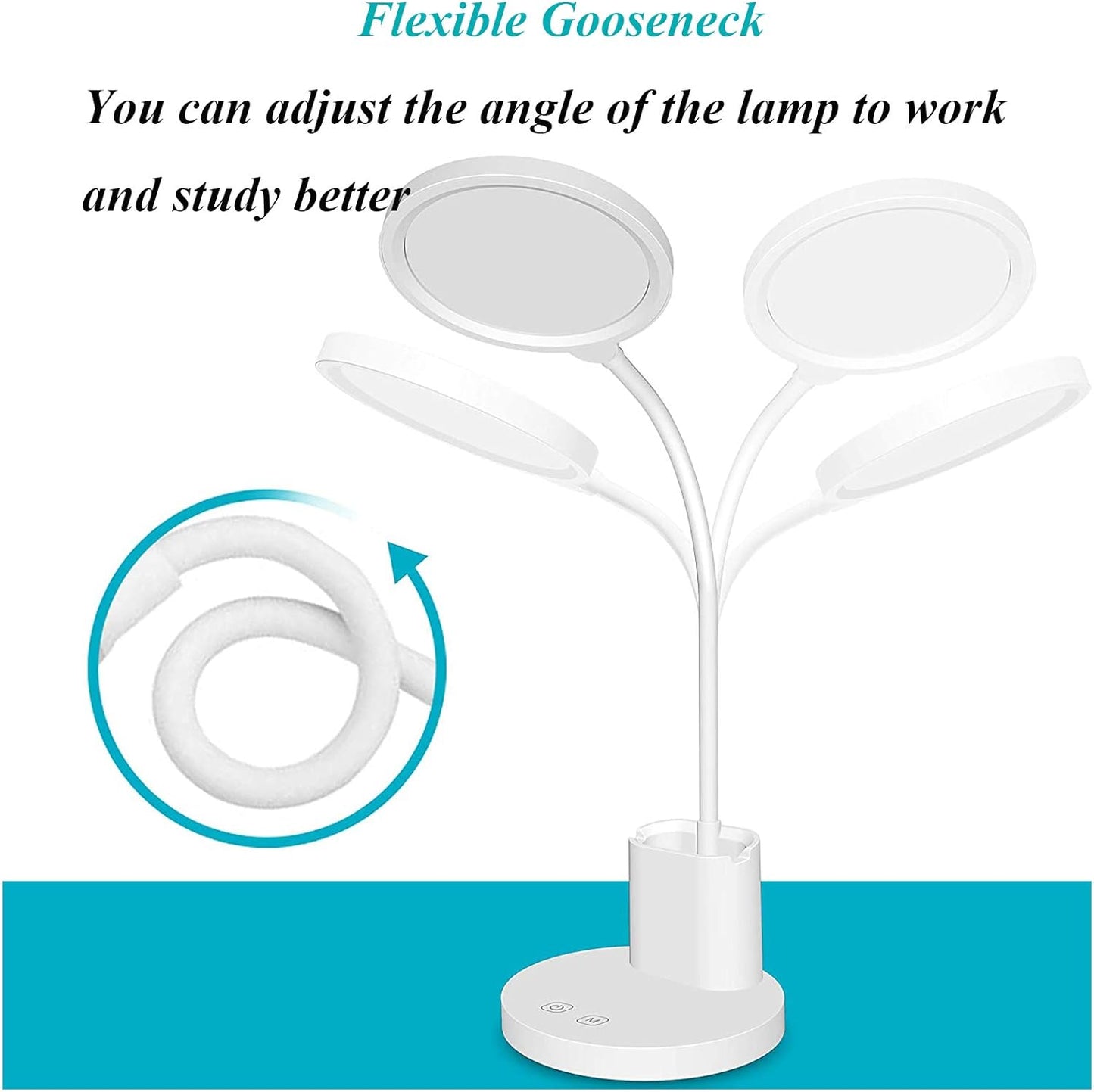 Lampada da Tavolo LED Ricaricabile – CRI ≥90, Dimmerabile 5-100%, 3 Temperature Colore 3000K-4000K-6500K, Luce per Studio e Ufficio LS-TD01-3C