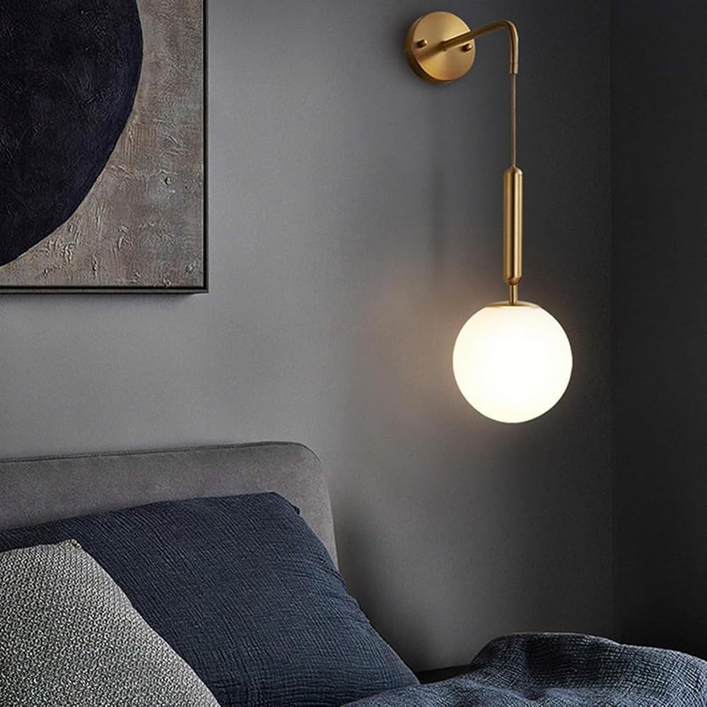 Applique a parete pendente in stile contemporaneo con attacco G9 di colore bronzo con sfera in vetro AQ56