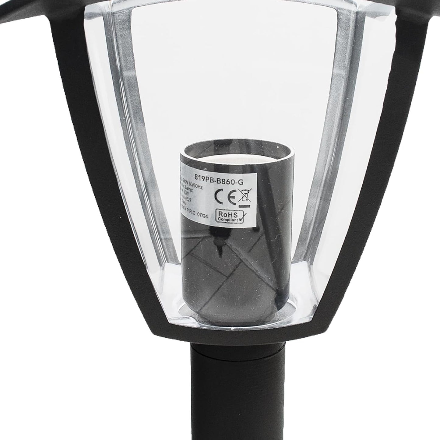 Lampione da Giardino da Esterno IP44, Attacco E27, Palo da 86cm in Alluminio, Bianco/Grigio Scuro 819PB-B860