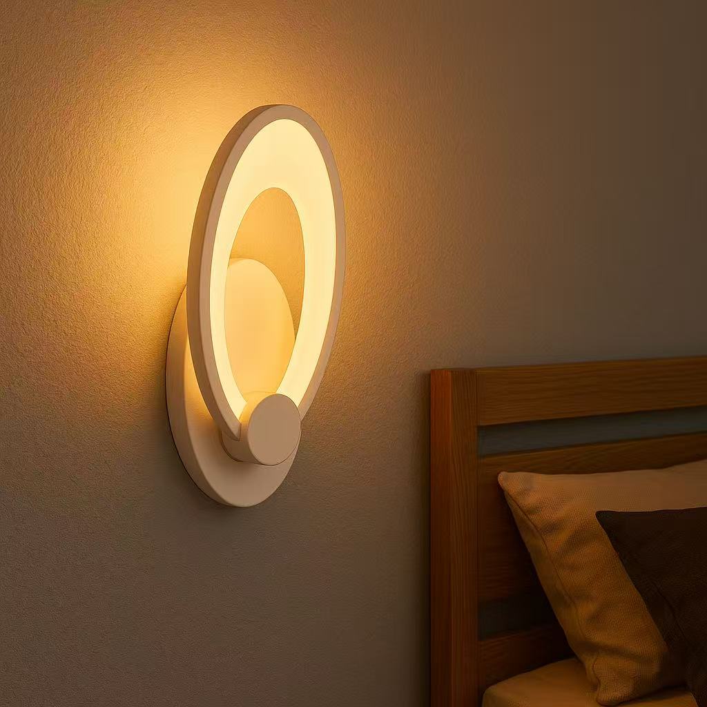 TEKHOME Applique da Parete LED 9W CCT 3000K-6500K Bianca, Lampada da Muro Moderna Dimmerabile, Design Decorativo Interno E25-3C