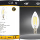 Lampadine LED E14 4W, Confezione da 5 Pezzi, 440LM, 3000K/4000K/6500K, Lampadine LED Decorative in Vetro Trasparente, Luce a 360°, Basso Consumo, Non Dimmerabili, Modello C35-TN