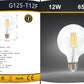 Lampadine LED E27 G125 12W, Confezione da 5 Pezzi, Globo XL Ø125mm, 1300-1500LM, Luce 2600K/3000K/4000K/6500K, Vetro Trasparente o Ambrato, Fascio Luminoso 360°, Basso Consumo,G125-T12