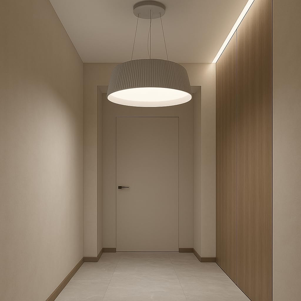 TEKHOME Lampadario LED da Soffitto 36W, CCT-Switch 3000K-4000K-6500K, Design Moderno Ø45cm Regolabile in Altezza, Metallo+PS, 3240LM,Grigio, Lampada a Sospensione per Cucina, Soggiorno, Sala da Pranzo