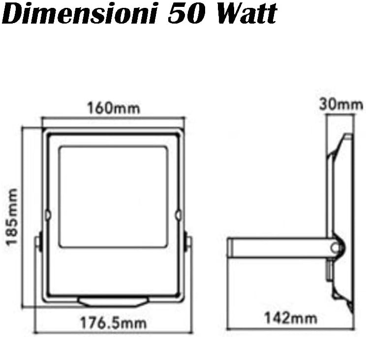 Faretto LED da Esterno IP66 GN116 – 30W / 50W / 100W / 200W, CCT Switch 3000K 4000K 6500K, Faro LED Impermeabile, Corpo in Alluminio, Luce Potente per Giardino Cortile Garage