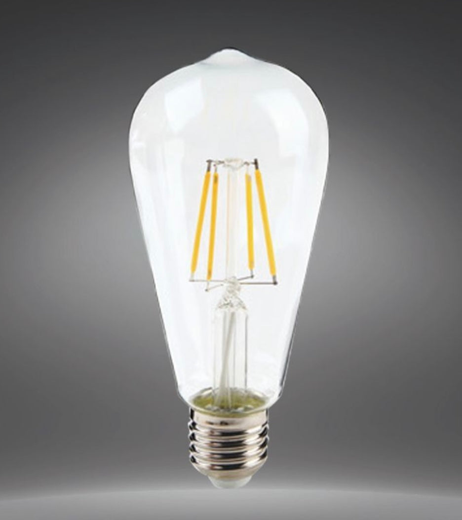 Lampadine LED E27 ST64 8W, Confezione da 5 Pezzi, 880LM, 2600K/3000K, Lampadina in Vetro Trasparente o Ambrato, Illuminazione a 360°, Basso Consumo Energetico, Non Dimmerabile, Modello ST64
