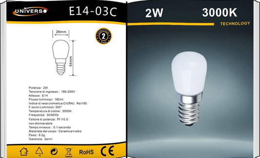Lampadine LED E14 2W 180lm 10 Pezzi 4000K E14-03