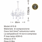TEKHOME Lampadario Sospeso Moderno a 8 Bracci con Paralumi in Vetro, Design Circolare e Struttura Bianca, Attacco E14 40W, per Sala da Pranzo Soggiorno, 80cm, Bianco (Senza Lampadine) A15-8