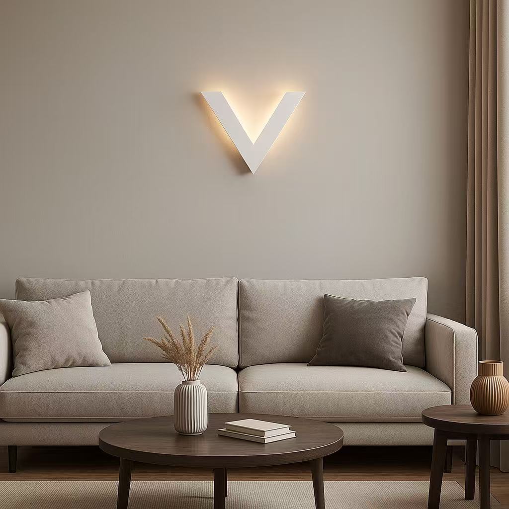 TEKHOME Applique da muro LED 9W design moderno a forma di V, luce regolabile 3000K-6500K, lampada da parete decorativa per soggiorno, corridoio e camera da letto AQ14-B3C