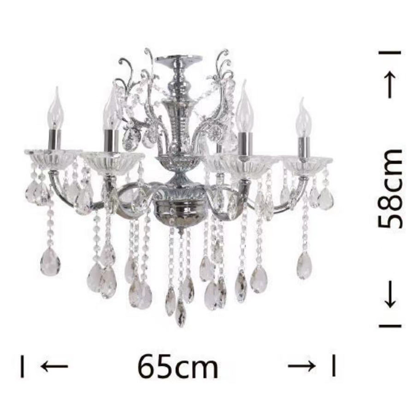 Lampadario Classico in Cristallo, 6 Luci E14, Stile Elegante per Soggiorno e Sala da Pranzo, Lampadario da Soffitto in Alluminio e Vetro – A18-A