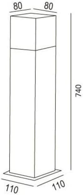 Lampione da Giardino 74cm IP44 per Esterno, Attacco E27, Palo Luce da Esterno in Alluminio, Lampada da Cortile/Viale/Terrazza – Nero/Bianco (Senza Lampadina) 740