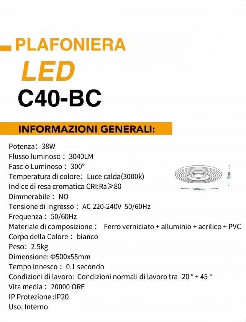 TEKHOME Plafoniera Lampadario da soffitto a led con Luci cerchio tonda Design Stile Moderno Lampada per Camera Cucina Salotto Locali Commerciali C40