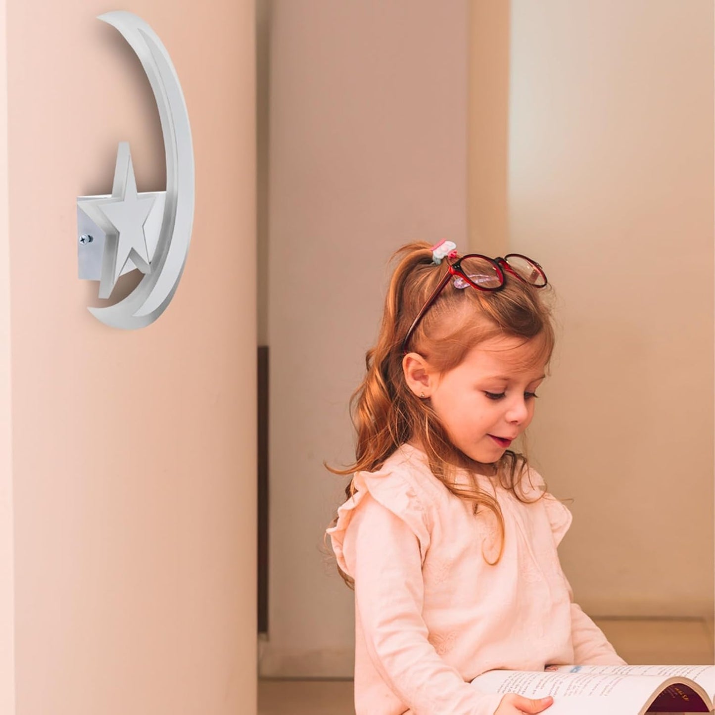 TEKHOME Applique da muro LED 11W design luna e stella, lampada decorativa da parete moderna 3000K-6500K, bianco E47-3C