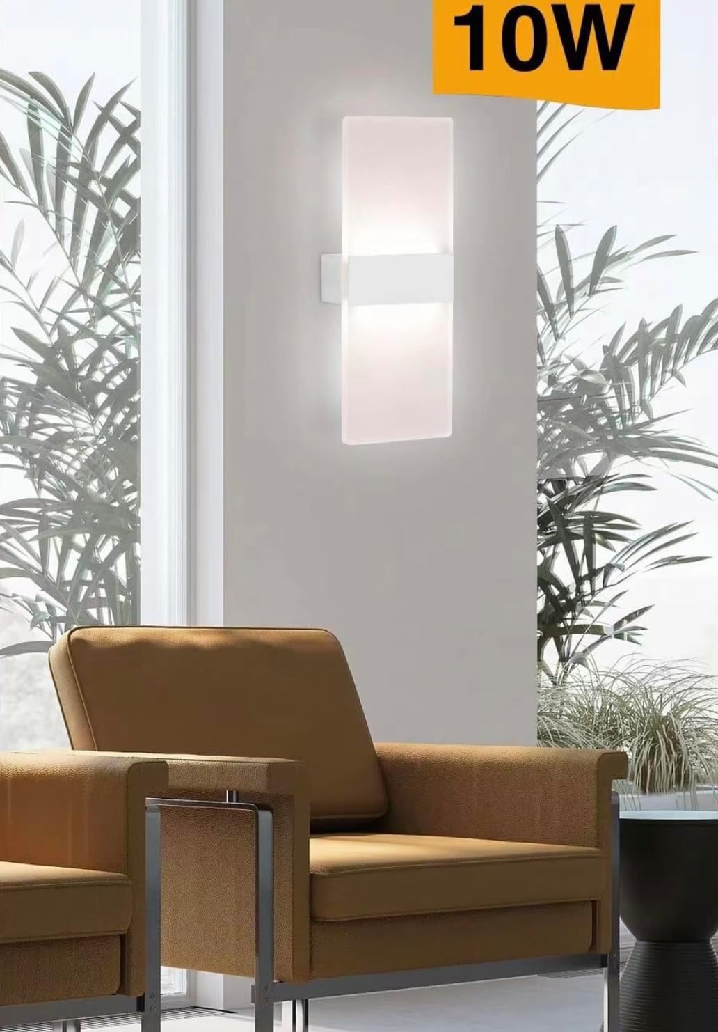 TEKHOME Applique da Muro LED 10W Bianco/Con Finitura in Rame, Rettangolare Moderno, 3000K-6500K, Lampada da Parete Interni, Soggiorno Camera da Letto Corridoio E37