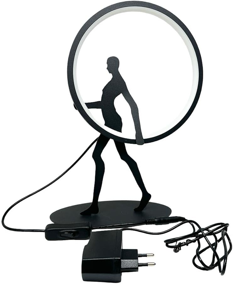 Lampada da Tavolo LED – Design Moderno con Figura, 9W 630LM, Luce Ambiente Decorativa per Soggiorno, Camera, Studio – Nero D02