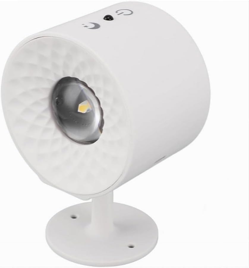 Applique LED da Muro 5W Ricaricabile USB, Lampada da Parete Moderna con 3 Colori (3000K-4500K-6500K), Rotonda in ABS, Bianco/Nero, per Camera da Letto Soggiorno Interni BD01