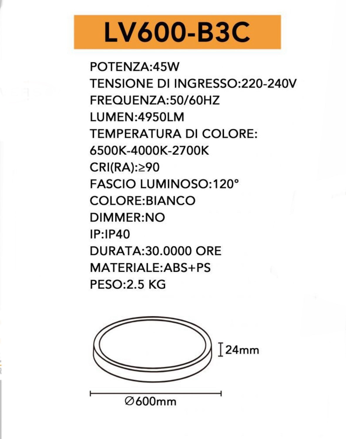 TEKHOME Plafoniera LED Soffitto 36/45W,3colore 3600/4950LM IP40 Impermeabile Rotonda Ø48/60CM Lampadario LED Moderna Luce Soffitto per Cameretta, Cucina, Soggiorno, Balcone -LV