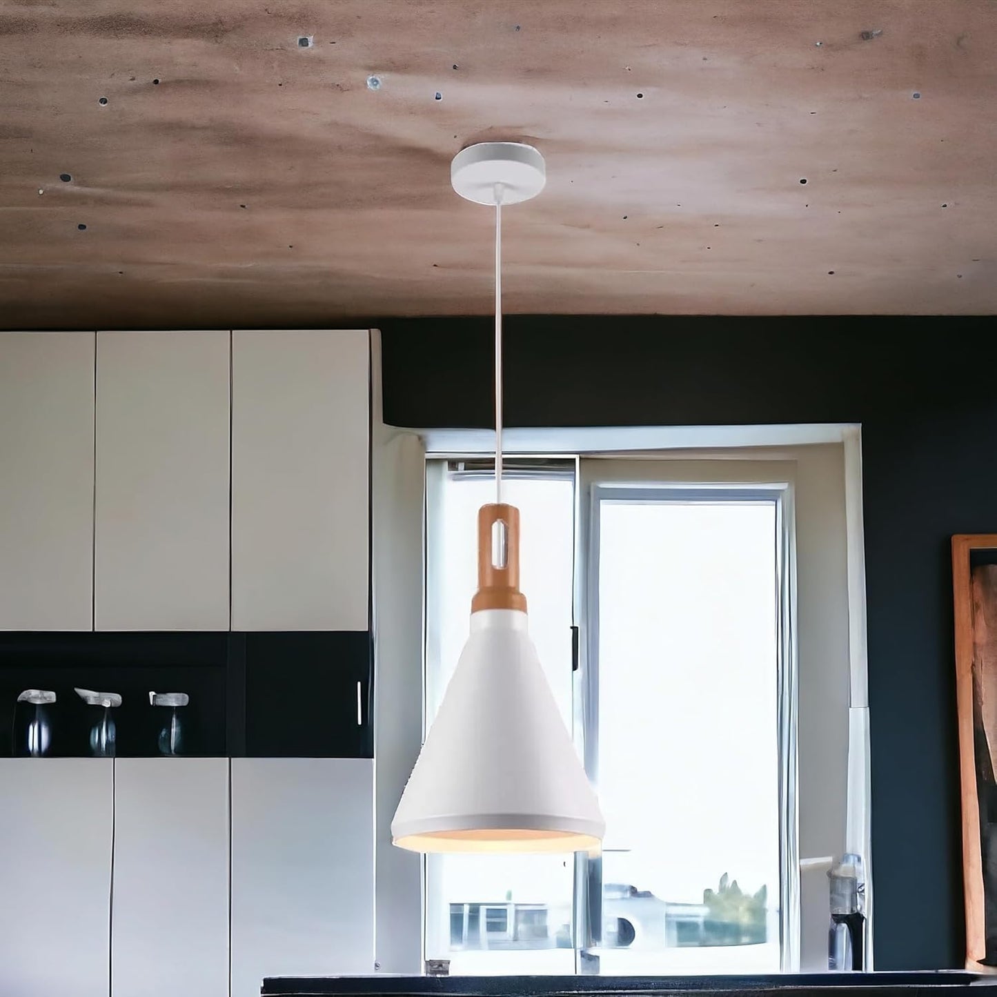 Lampadario da soffitto a sospensione con attacco E27 (lampadina non inclusa) moderno industriale a forma di cono A94