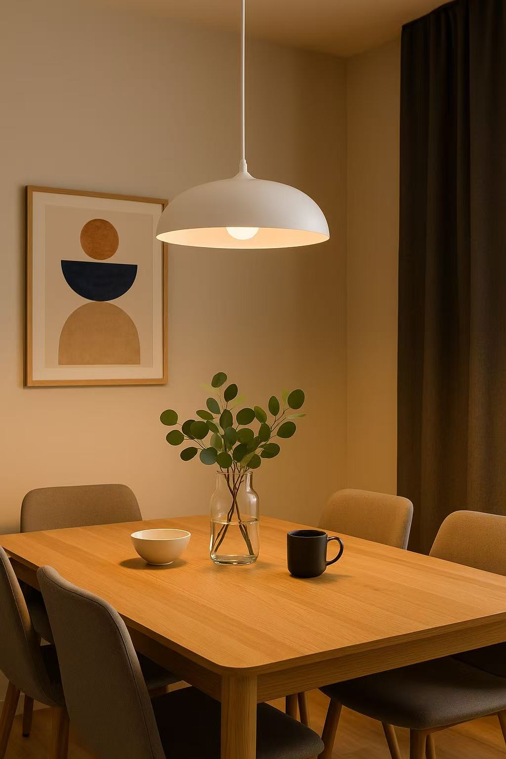 Lampadario a sospensione stile contemporaneo in metallo pendente a cupola attacco E27 luce tavolo cucina di colore nero o bianco Ø35 cm  B90