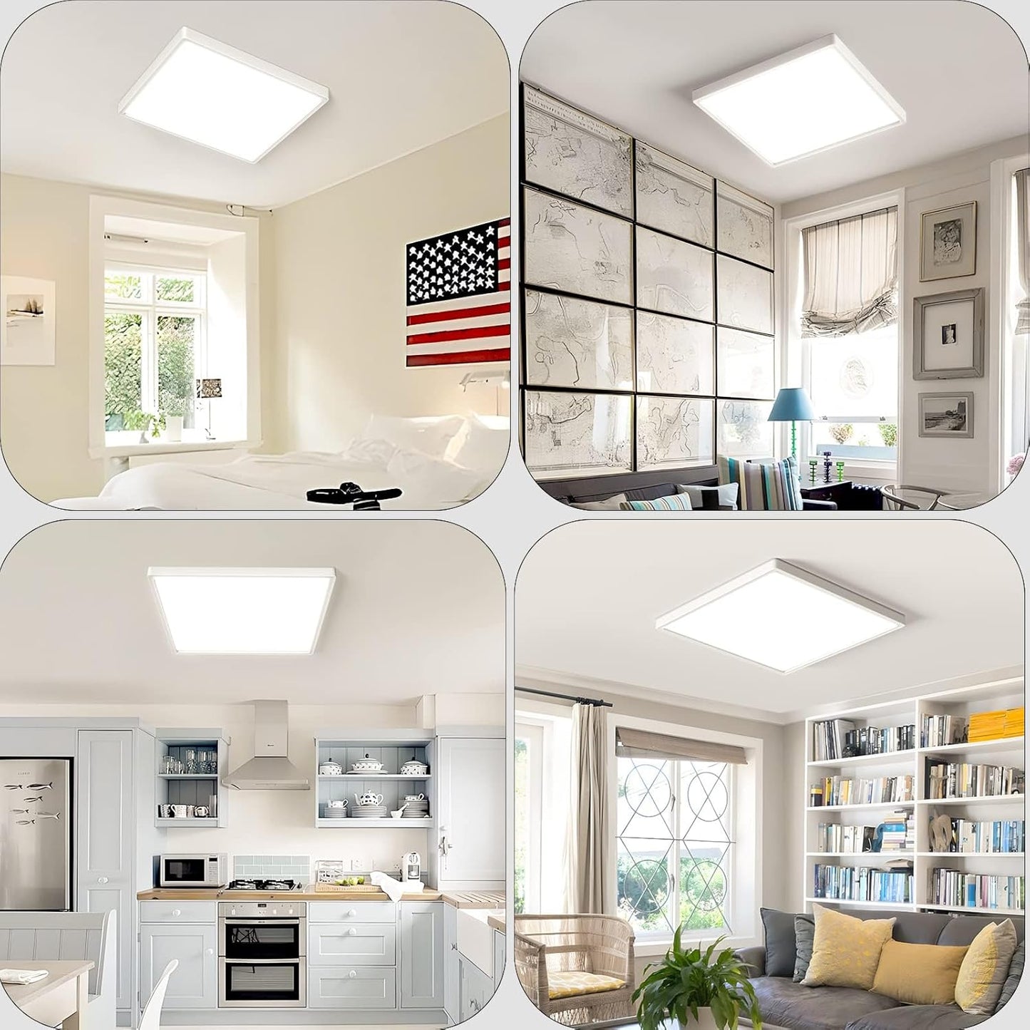 Plafoniera LED Quadrata 45W con Cambio Colore CCT 6500K-4000K-2700K, Moderna per Soggiorno Cucina Camera PQ-450